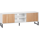 Mobile TV Fino a 50" 120x39,5x45 cm  in Truciolato e Acciaio Bianco e Colore Legno