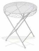 Set Tavolino e 2 Sedie Pieghevoli da Giardino in Ferro Battuto Soriani New Loire Breafast Bianco