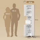 Mobiletto Bagno Alto Lucido 30x30x170 cm con Cassetto e Ripiani Regolabili in MDF      