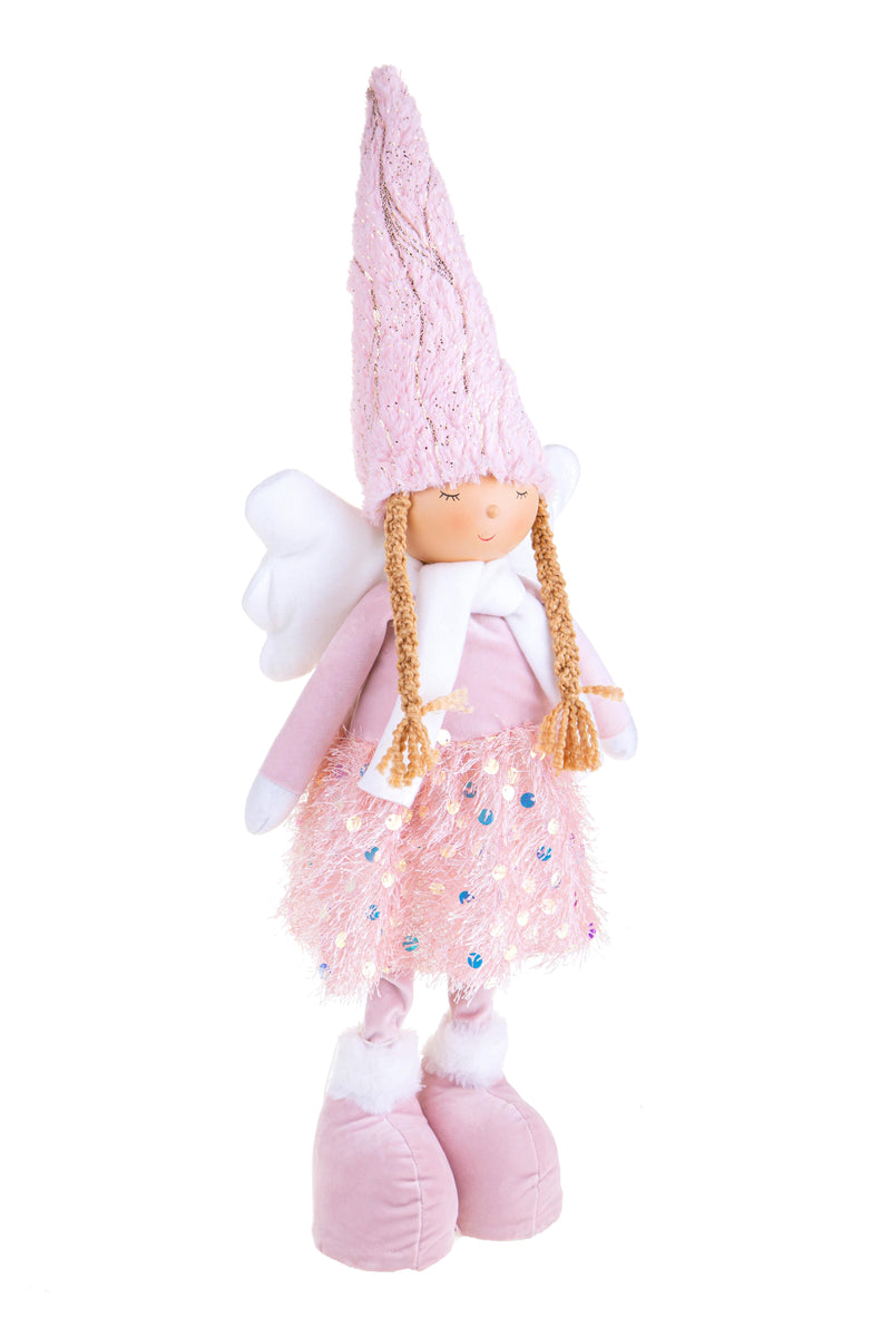 Angelo con Gonna H60 cm in Tessuto Rosa