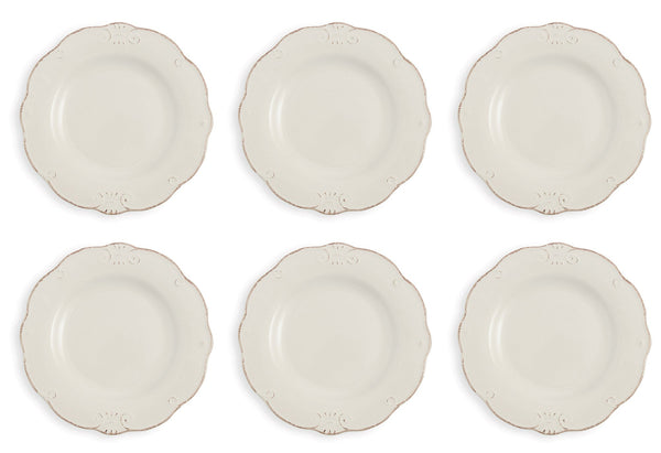 sconto Set 6 Piatti Piani Ø27,7x3 cm in Gres Villa d'Este Home Tivoli Duchessa Bianchi