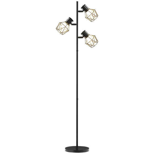 sconto Lampada da Terra 3 Luci Orientabili 40W 41x28x169 cm in Metallo Nero