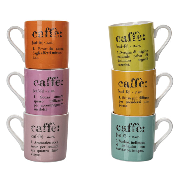 Set 6 tazzine Caffè Ø6x6 cm in New Bone China VdE Tivoli 1996 Colours prezzo