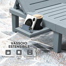 Set 2 Lettini Prendisole 62x158x88 cm con Schienale Regolabile e Vassoi in Polipropilene Grigio Scuro      