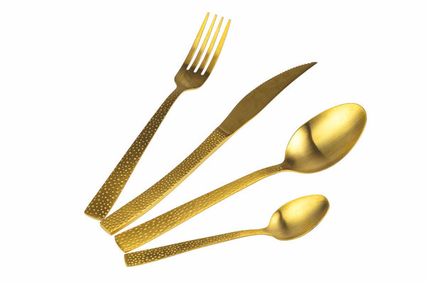 acquista Servizio Set di Posate 24 Pezzi Gold Opaco in Acciaio Villa d'Este Home Tivoli Stone