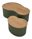 Tavolini da Caffè Frankfurt Coppia Verdi 87x53x32 cm in Gomma e Metallo      