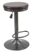 Sgabello Imbottito Round Ø38x60-82 cm in Ferro e Spugna e PU Marrone e Grigio