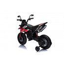 Moto Elettrica per Bambini Aprilia RX-125 Small 12V Cross Sedili In Pelle Luci Led Bluetooth Sospensioni a Molla Rosso