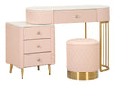 Toeletta Sharon Rosa con Puff 120x40x75 cm in Pino e MDF e Metallo e Plastica      