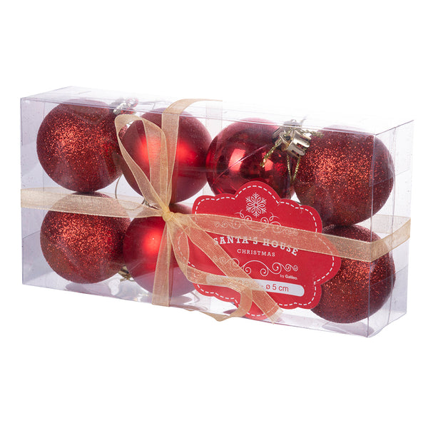 Set 8 Palle di Natale Ø5 cm in Plastica Rosso prezzo