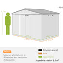 Casetta da Giardino 230x170 m con Prese d'Aria e Doppia Porta Scorrevole in Acciaio Grigio Scuro      