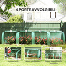 Serra a Tunnel 395x100x80 cm con 4 Porte in Acciaio e Plastica Impermeabile Anti UV Verde      