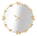 Orologio Glam Butterfly Ø75x4,5 Specchio Ø64 cm in Ferro Oro