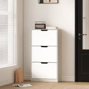 Scarpiera Salvaspazio Slim a 3 Cassetti 62,5x26x117,5 cm per 18 Paia di Scarpe in Melamina Color Legno e Bianco      
