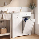 Mobile Bagno Salvaspazio 78x38x90 cm con 2 Cassetti e 2 Cesti Portabiancheria in MDF Bianco      