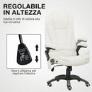 Sedia da Ufficio 68x72x110-120 cm Reclinabile Massaggiante Telecomando in Tessuto Effetto Lino Crema      
