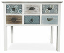 Consolle 6 Cassetti 90x38x78,5 cm in Legno Soriani Bianco Anticato
