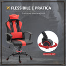 Sedia da Gaming Ergonomica in Similpelle Altezza Regolabile con Cuscino Nera e Rossa 