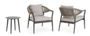 Set 3 Pezzi Salotto da Giardino con 2 Poltrone e Tavolino in Alluminio Corda Poliestere e Pietra Sinterizzata Millor Antracite e Cachi