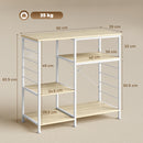 Scaffale da Cucina 90x39x83,5 cm con Ripiani con 5 Ganci Salvaspazio in Legno e Metallo Rovere      
