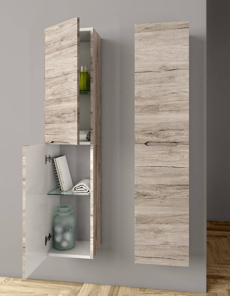 Mobile da Bagno a Colonna 2 Ante in Mdf 35x30x160cm TFT Swing Rovere con Nodi