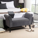 Panca Pouf Contenitore Imbottita 111,5x41x65 cm in Tessuto Grigio