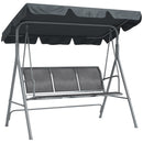 Dondolo da Giardino a 3 Posti 171x108x154 cm con Tetto Parasole Rimovibile in Metallo Grigio scuro      