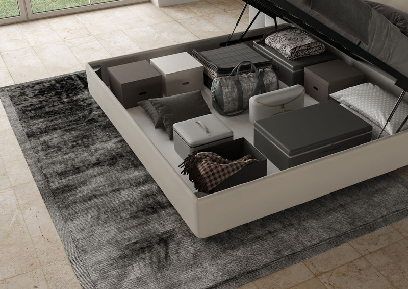 Letto Matrimoniale Imbottito in Similpelle Agueda Tortora Varie Misure