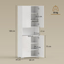 Credenza da Cucina Alta 68x34x180 cm Mobile Dispensa con Ante Soft-Close in MDF Bianco Lucido      