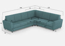 Divano Angolare 6 Posti 288x228x85 cm Yasel in Tessuto Petrolio
