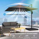 Ombrellone da Giardino a Manovella 240x240 cm con Base Riempibile e Girevole Telaio in Alluminio Grigio Scuro      