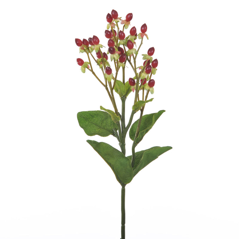 Set 8 Fiori Artificiali di Hipericum Altezza 53 cm Rosso