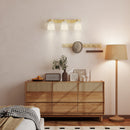 Lampadario da Soffitto con 3 Punti Luce Regolabili a 90° e Attacchi E27 in Acciaio e Vetro Color Legno      