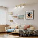 Lampadario da Soffitto con 3 Punti Luce Regolabili a 90° e Attacchi E27 in Acciaio e Vetro Color Legno      