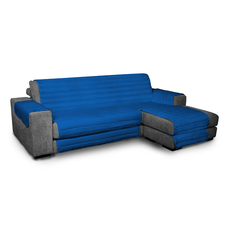 Copridivano Trapuntato in Microfibra con Penisola Destra Blu Royal Seduta 190 cm
