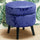 Pouf Contenitore Ø37x40 cm Sgabello Poggiapiedi in Tessuto Velluto Blu
