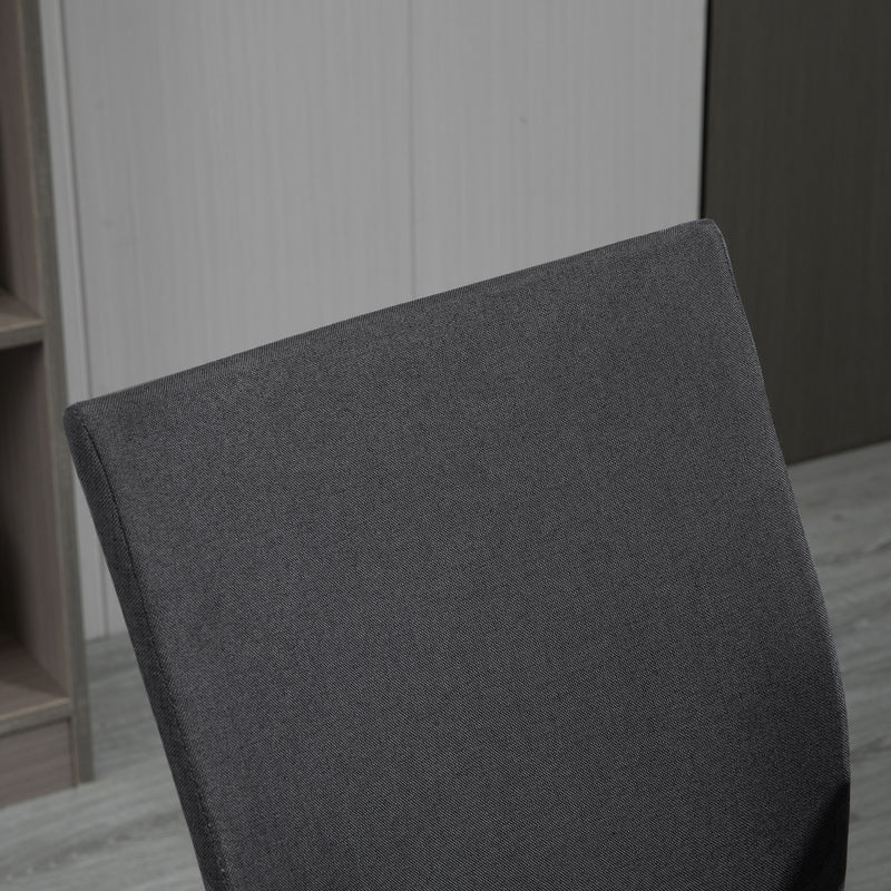 Sedia da Ufficio Ergonomica Girevole 61x61x89-99 cm in Poliestere Effetto Lino Grigio Scuro 