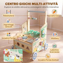 Girello per Bambini 1-3 Anni 41x31,5x47 cm Carrello Primi Passi con Vano Portaoggetti in Legno Multistrato Verde      