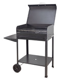 Barbecue a Carbone Vanessa 70x40x90h cm con Coperchio e Ruote Struttura in Acciaio Nero  