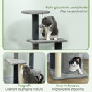 Albero per Gatti Multilivello 103 cm con Cuccia e Tiragraffi in Sisal Grigio      