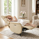 Poltrona Relax Elettrica Reclinabile a 160° 69,5x84x107,5 cm Girevole con Poggiapiedi e Presa USB in Pelle PU Beige      