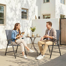 Set di 2 Sedie 58x62x97 cm Pieghevoli con Schienale Alto e Braccioli in Acciaio e Tessuto Grigio Chiaro      