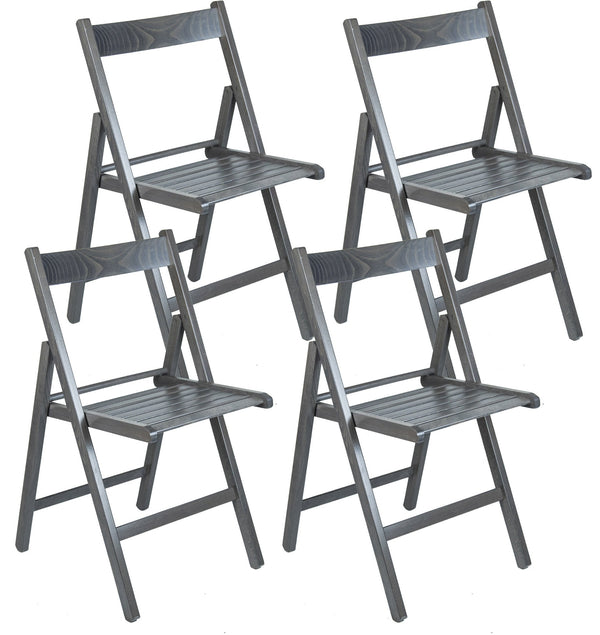 prezzo Set 4 Sedie Pieghevole 47,5x42,5x45/79 cm in Legno di Faggio FSC Grigia