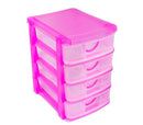 Cassettiera 4 Piani 13x17x18 cm plastica rigida colorata Fucsia