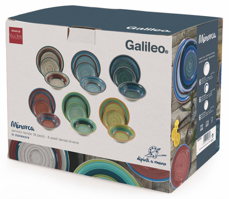 Servizio Piatti 18 Pezzi in Stoneware Soriani Minorca Multicolor