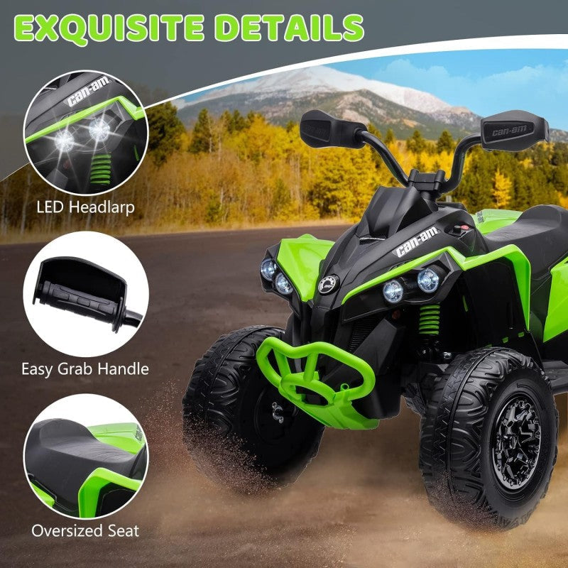 Quad Elettrico per Bambini Licenza Can-Am Renegade 12V ATV Telecomando e Ammortizzatori Verde  