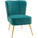Poltrona Moderna Imbottita 56x65,5x82,5 cm in Tessuto Vellutato Verde