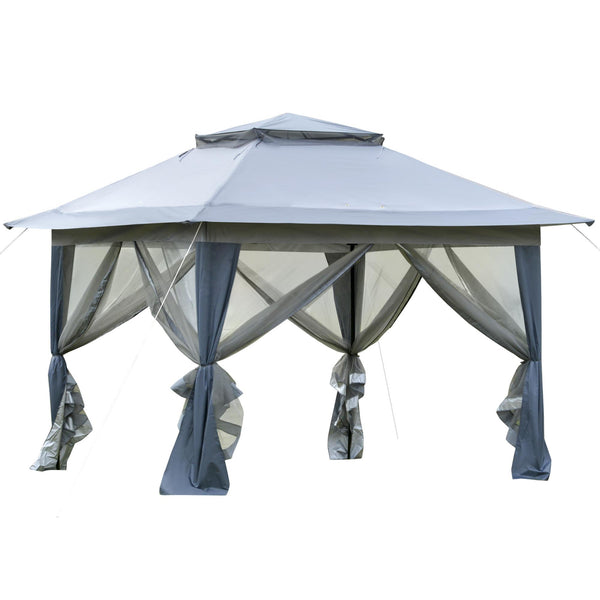 prezzo Gazebo da Giardino 3,64x3,64x2,94m in Acciaio e Tessuto Oxford Grigio