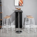 Set 4 Sgabelli da Bar Alti in Acciaio e Legno  Bianchi