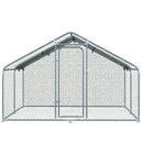 Pollaio Gabbia per Galline 300x400x195 cm in Metallo con Copertura in Tessuto Oxford Argento